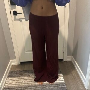 COS Deep Burgundy Knit Pants Wideleg Small